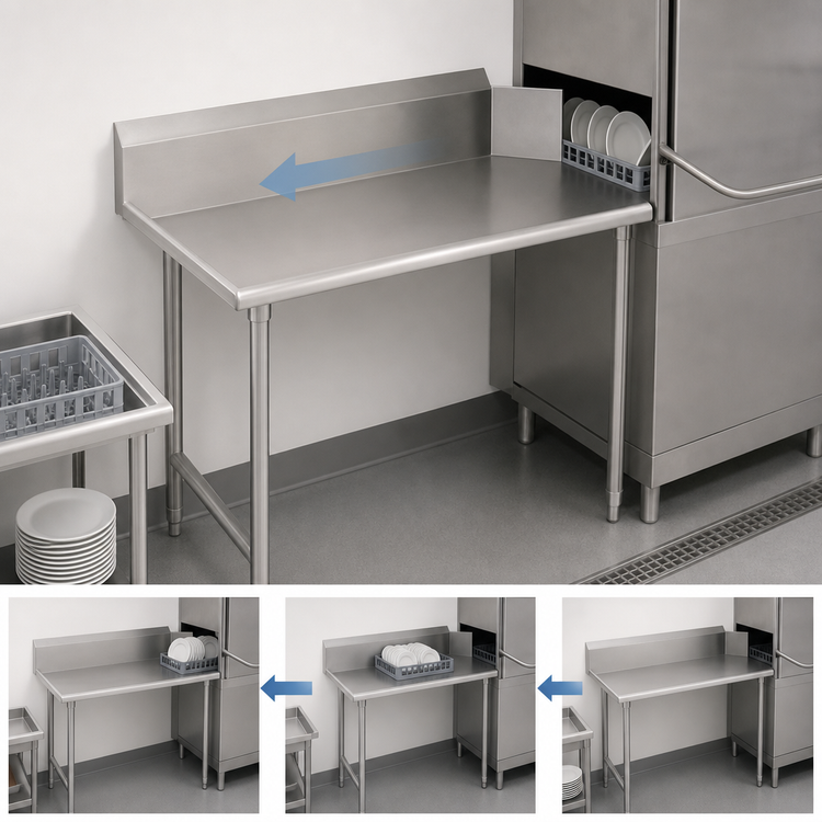 Product image #3 for John Boos Pro-Bowl Straight Clean Dishtable, 36 In x 30 In, Right-to-Left, 14-Gauge 300-Series Stainless Steel