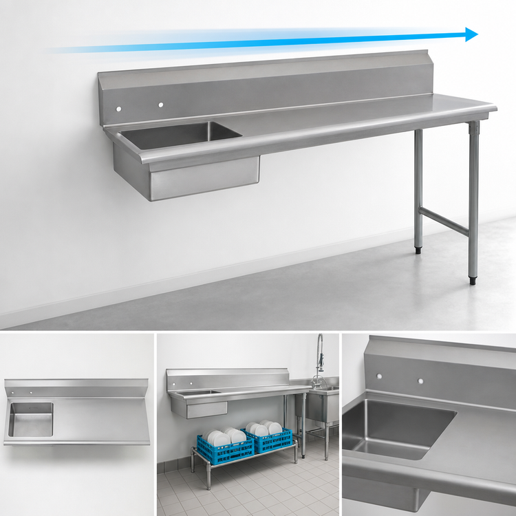 Product image #3 for Eagle Group BlendPort® Straight Soiled Dishtable, 84 Inch, Right-to-Left, 16/300 Stainless Steel Top, 20 x 20 x 5 Sink
