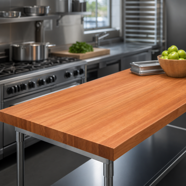 Product image #3 for John Boos Boos Block 120" x 42" x 3" American Cherry Edge Grain Kitchen Countertop, Penetrating Oil Finish