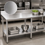 Thumbnail image #3 for Eagle Group Budget Series T30120B-BS 120-Inch x 30-Inch 430 Stainless Steel Work Table with 4-1/2-Inch Backsplash and Adjustable Undershelf
