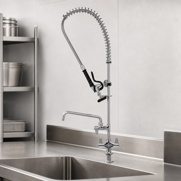 Product image #3 for equip Single-Hole Deck-Mount Pre-Rinse Unit with Add-On Faucet and 6 1/8 Inch Swing Nozzle