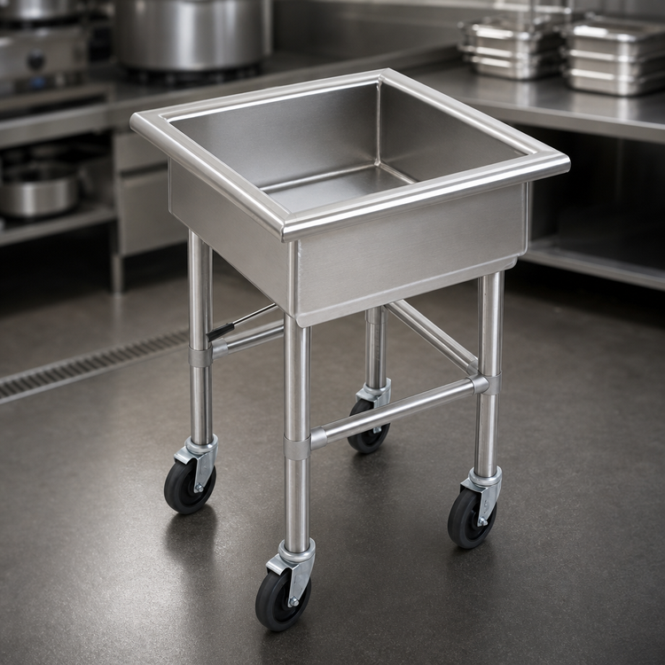 Product image #3 for Eagle Group Mobile Stainless Steel Soak Sink with 20-Inch x 20-Inch x 8-Inch Compartment