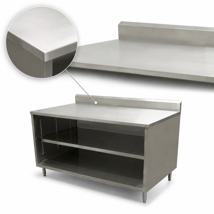 Product image #3 for BK Resources Stainless Steel Chef Table with Open Front Cabinet Base and 5-Inch Riser, 24 x 24 Inches