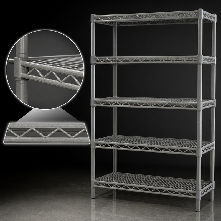 Product image #3 for Eagle Group Valu-Master 5-Tier Wire Shelving Starter Unit, 36W x 24D x 86H, Pewter Gray Epoxy
