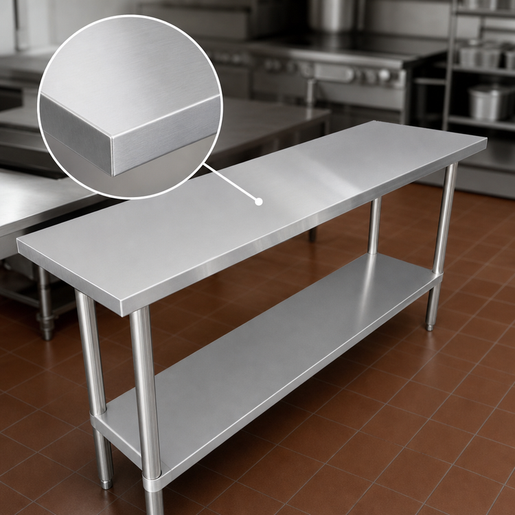 Product image #3 for Sapphire 60-Inch x 14-Inch Stainless Steel Flat Top Worktable with Undershelf