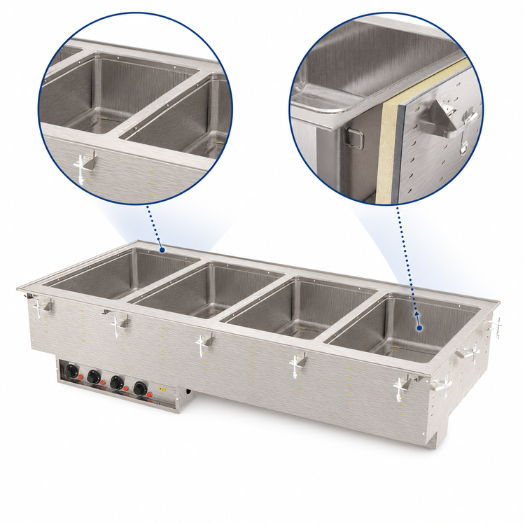 Product image #3 for Vollrath 36474HD Four-Well Drop-In Hot Food Well Unit, 240V, Wet Operation, Infinite Controls