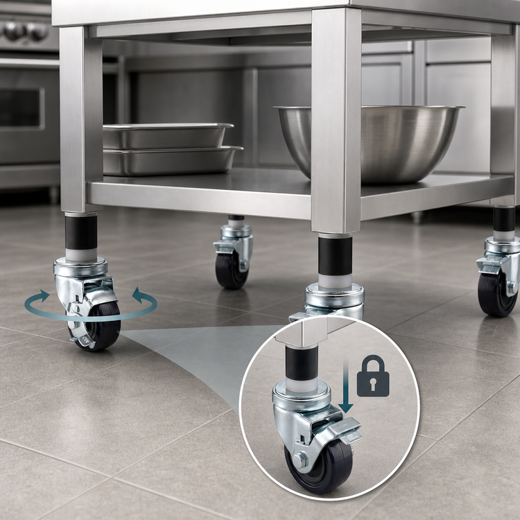 Product image #3 for Krowne Royal Series 3-Inch Swivel Lock Worktable Stem Caster with Expanding Rubber Stem