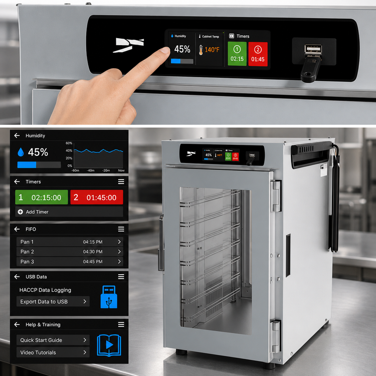 Product image #4 for Metro HotBlox Narrow 8-Pan Pass-Thru Countertop/Stacking Insulated Holding Cabinet with Digital Touchscreen and Clear Doors