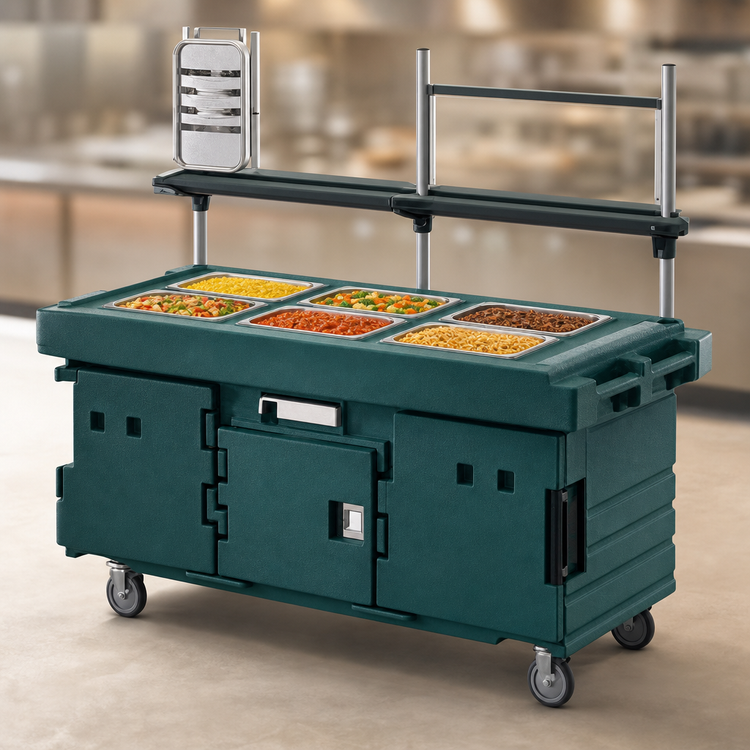 Product image #3 for Cambro CamKiosk® 6-Pan-Well Mobile Food Cart, No Roof, Kentucky Green