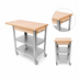 Thumbnail image #4 for John Boos Cucina Elegante 40 Inch x 20 Inch Mobile Maple Butcher Block Cart with Stainless Steel Shelves