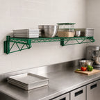 Thumbnail image #3 for Quantum WDWB1872P Wall-Mounted Cantilever Wire Shelf, 72"W x 18"D, Green Epoxy Finish