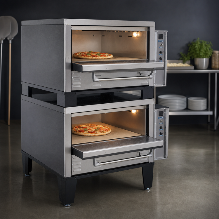 Product image #3 for Peerless Double-Stack Electric Deck Pizza Oven with 42 x 32-Inch Steel Deck Interior