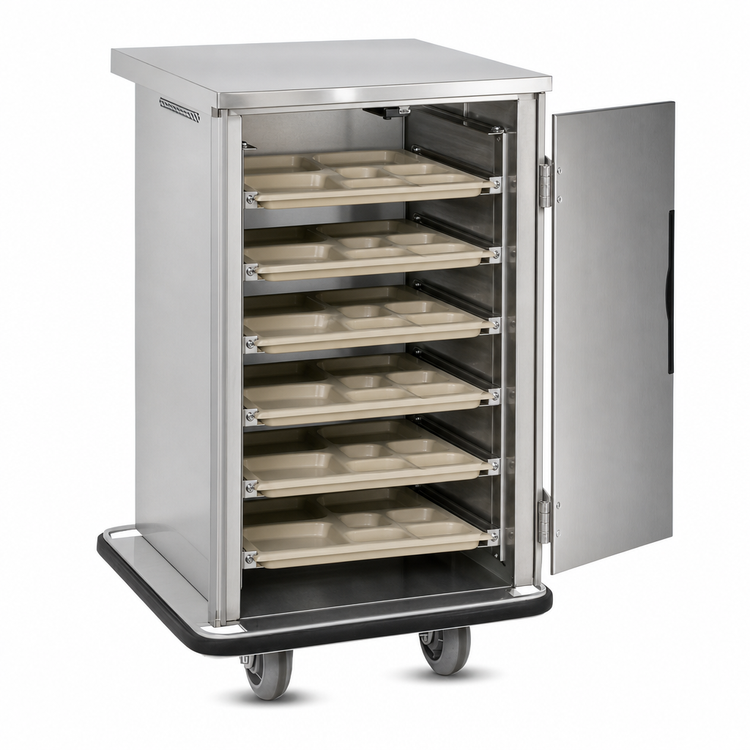 Product image #3 for FWE Non-Insulated Mobile Patient Tray Cart, 6-Tray Capacity, Stainless Steel
