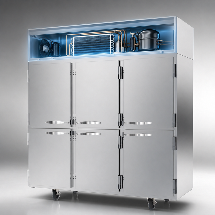 Product image #3 for Beverage-Air Horizon Series Top Mount Reach-In Freezer, Three-Section, 69.1 Cu. Ft., Half-Solid Doors