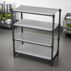 Thumbnail image #3 for Cambro Camshelving® Basics Plus CBSK2136VS4580 4-Shelf Composite Shelving Kit, 21 x 36 in, Vented and Solid, Brushed Graphite
