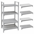 Thumbnail image #4 for Cambro Camshelving® Premium CPSK2424VS4480 24" x 24" 4-Shelf Vented and Solid Polymer Shelving Kit, Speckled Gray