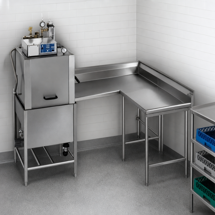Product image #3 for Eagle Group Corner Clean Dishtable, 84-Inch Machine-to-Corner x 60-Inch Corner-to-End, Left-to-Right Operation