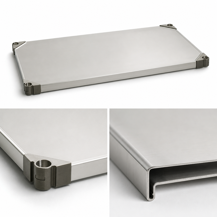 Product image #3 for Metro Super Erecta 48 Inch W x 24 Inch D Solid 304 Stainless Steel Shelf, Autoclavable/Cart-Washable