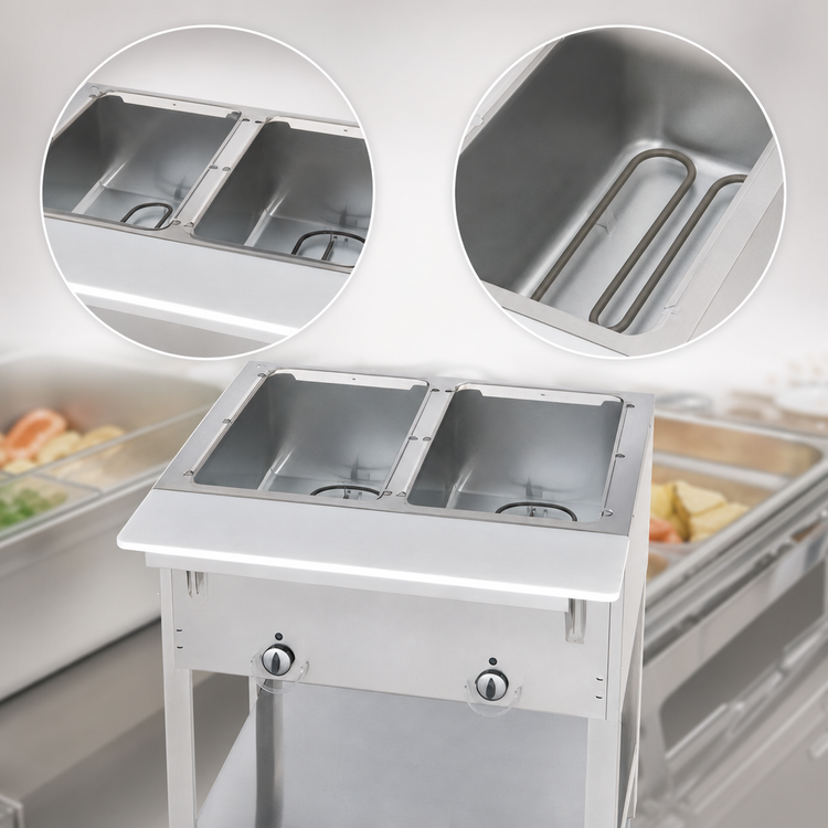 Product image #3 for Aerohot E302 Electric Hot Food Station with 2 Open Wells and Poly Carving Board