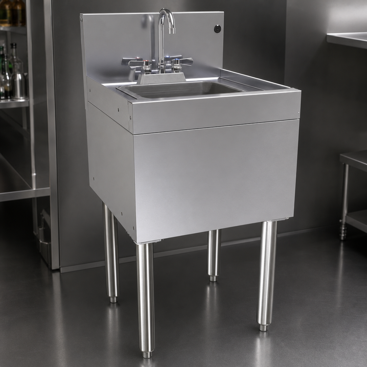 Product image #3 for Glastender 18-Inch Underbar Wet Waste Sink Unit with Deck-Mount Gooseneck Faucet