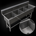 Thumbnail image #3 for John Boos Pro-Bowl 4-Compartment Freestanding Stainless Steel Sink with 10-Inch Boxed Backsplash