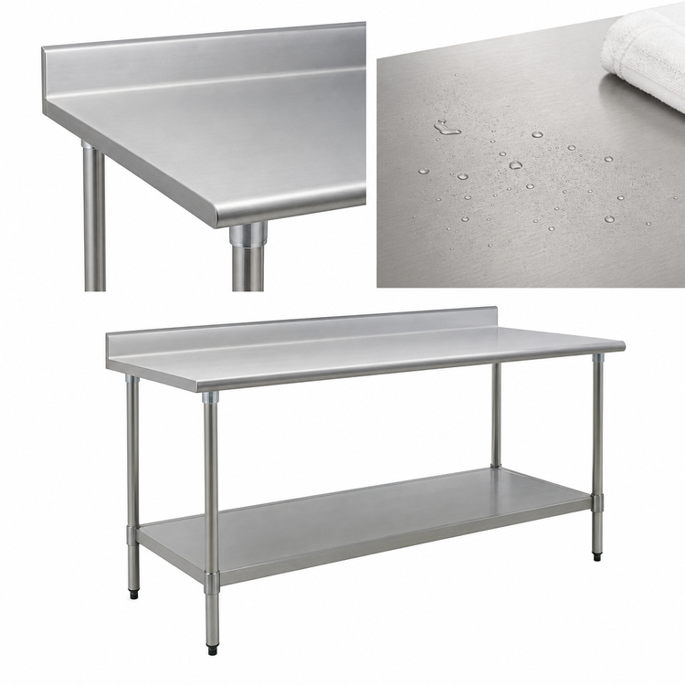Product image #3 for Eagle BlendPort Budget Series 72-Inch W x 30-Inch D 430 Stainless Steel Work Table with 4-1/2-Inch Backsplash and Undershelf