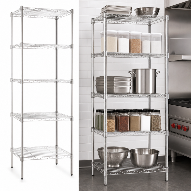 Product image #3 for Eagle Group 24 Inch x 24 Inch x 74 Inch 5-Tier Stationary Wire Shelving Starter Unit, Stainless Steel Finish