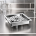 Thumbnail image #3 for Glastender 7-Inch Square Drop-In Rinser Faucet Drain Tray, Stainless Steel