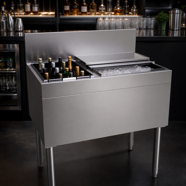 Product image #3 for Glastender CBA-30L 30-Inch Underbar Combo Ice Bin/Cocktail Unit with Left Bottle Well