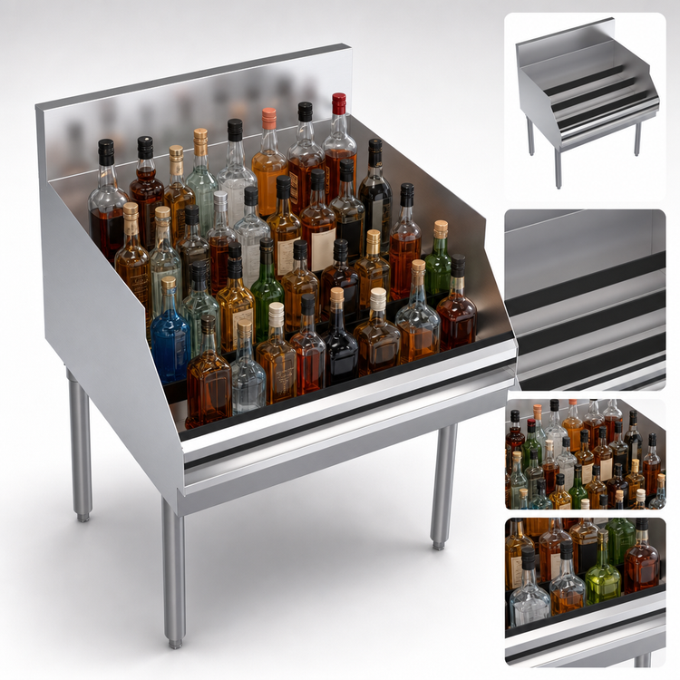 Product image #3 for Krowne Royal Series Freestanding Underbar Liquor Bottle Display Unit, 30 x 24 Inches, 36-Bottle Capacity