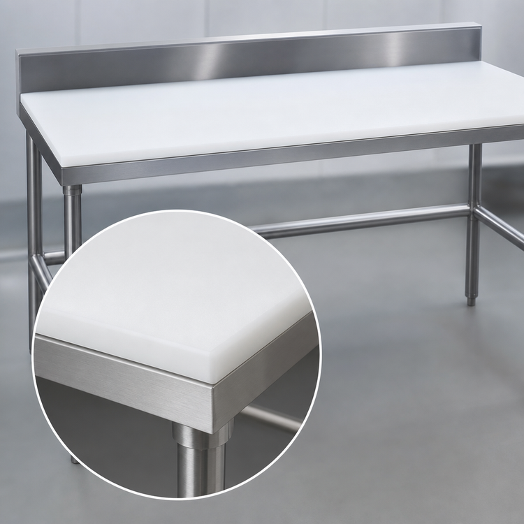 Product image #3 for Advance Tabco Poly-Vance Poly-Top Work Table with 6-Inch Backsplash, 48 x 24 Inches