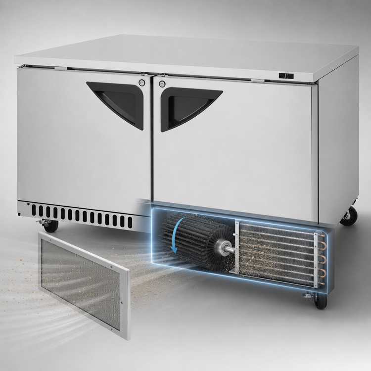 Product image #3 for Turbo Air Super Deluxe 60-Inch Two-Section Front-Breathing Undercounter Refrigerator with Solid Doors, 14.8 Cu. Ft.