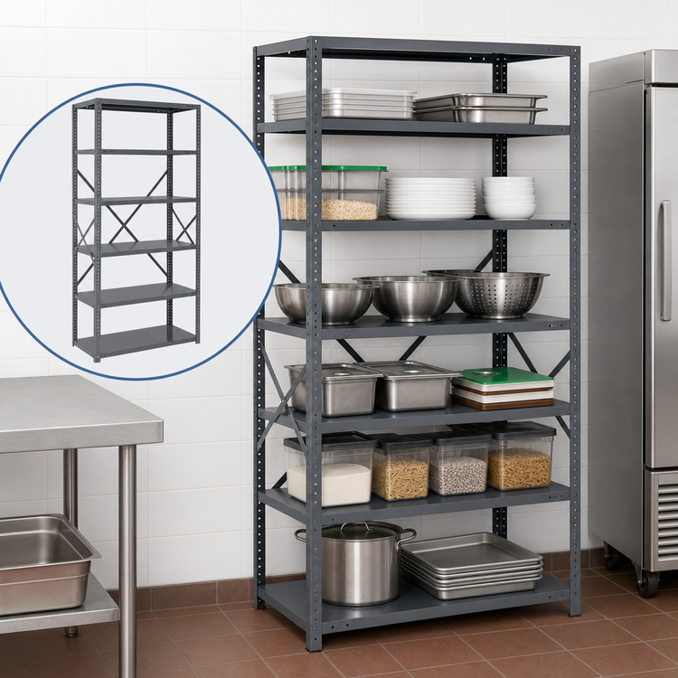 Product image #3 for Quantum IRONMAN 7-Shelf Open Steel Shelving Unit, 42 x 18 x 75 Inches, 400 lb. Per Shelf