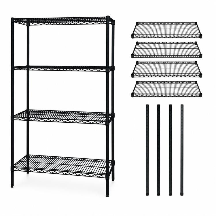 Product image #3 for Quantum 24"W x 24"D x 74"H Black Epoxy Wire Shelving Starter Kit
