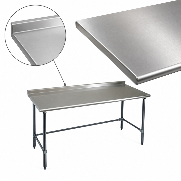Product image #3 for BlendPort® Deluxe Series Stainless Steel Work Table with Rear Upturn and Galvanized Tubular Base, 72"W x 24"D