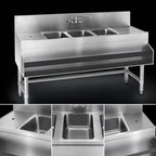Thumbnail image #3 for Eagle Group Spec-Bar B6-3-R-24 3-Compartment Underbar Sink with Right Drainboard, 72 x 24 in, 8 in Backsplash, T&S Faucet