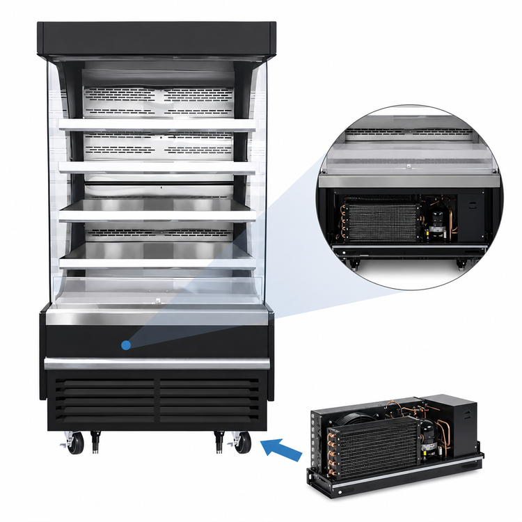 Product image #3 for Everest Refrigeration Vertical Open Display Merchandiser, 37-1/4"W x 28-3/8"D x 78"H, 12.8 Cu. Ft., Black