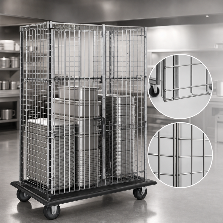Product image #3 for Eagle QuadTruss Stainless Steel Open Wire Security Cage with Dolly Truck