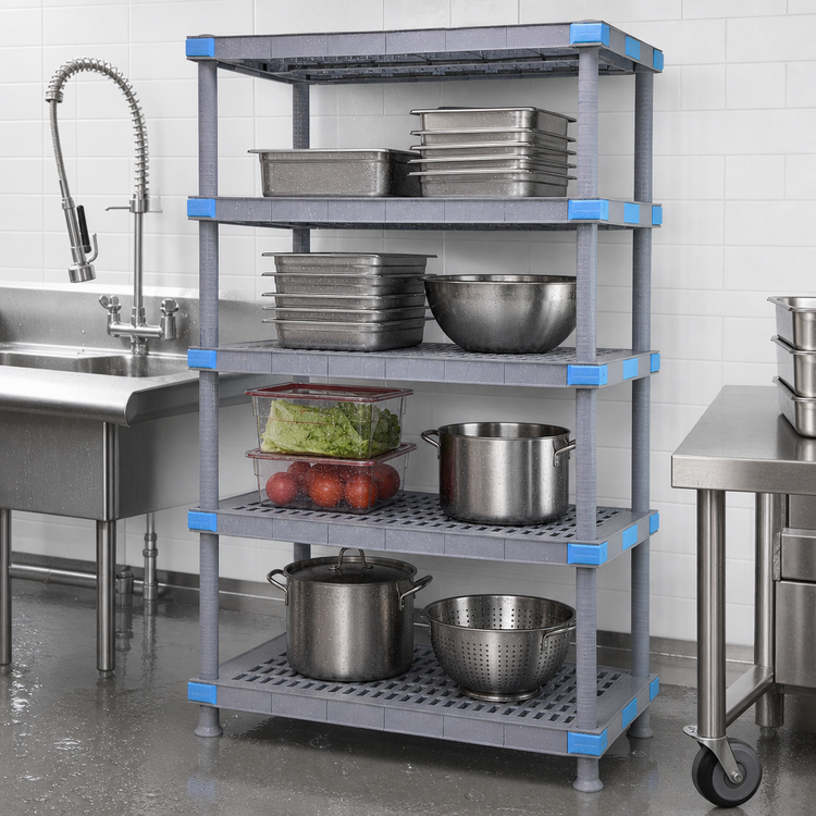 Product image #3 for Quantum Millenia 4-Shelf Stationary Polymer Shelving Starter Unit, 42"W x 24"D x 62"H, Gray