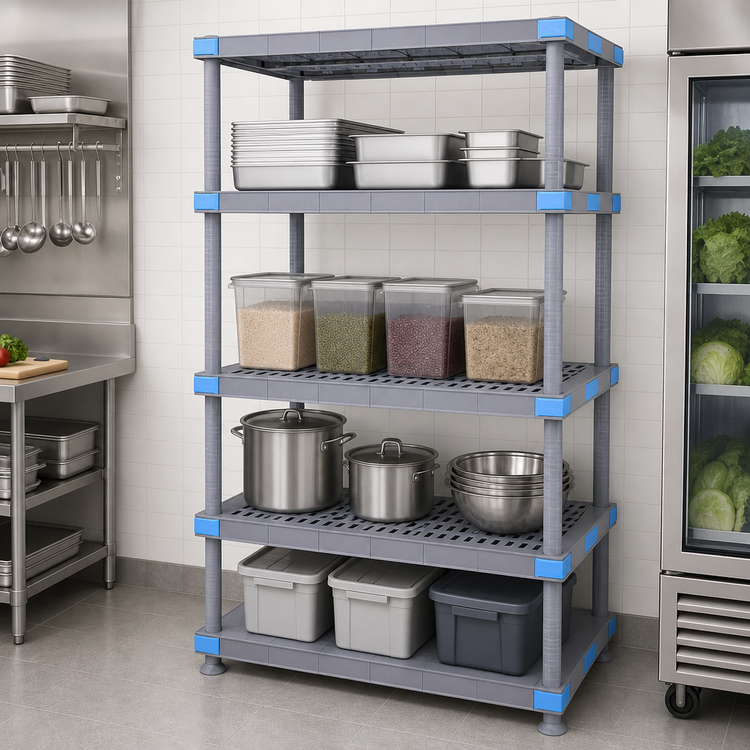 Product image #3 for Quantum Millenia Gray Polymer Stationary Starter Shelving Unit, 48"W x 18"D x 86"H, 2000 lb. Capacity