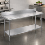 Thumbnail image #3 for Duke Manufacturing 314-3072-5R 72-Inch x 30-Inch Stainless Steel Work Table, 14-Gauge 300 Series Top, 5-Inch Riser, Galvanized Undershelf