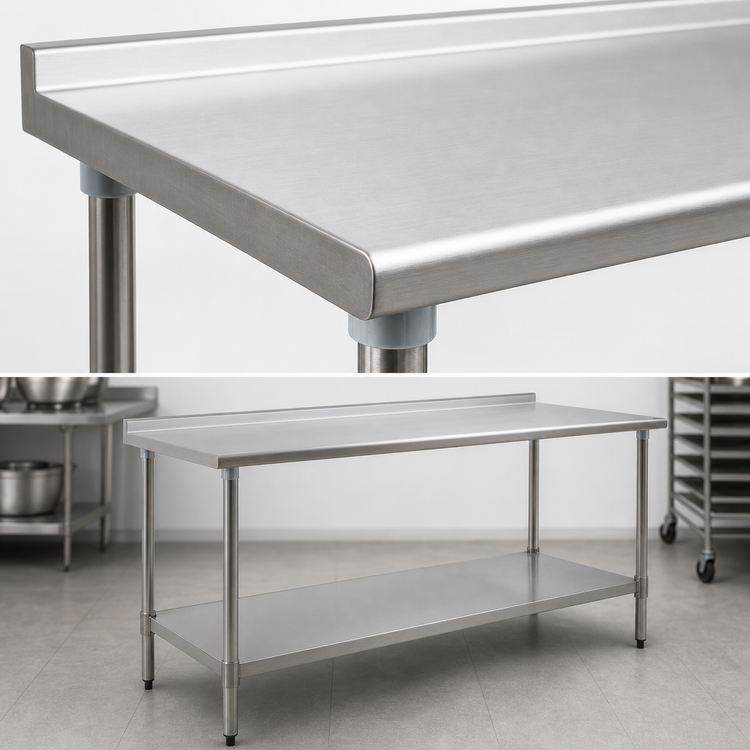 Product image #3 for Spec-Master 48 x 30 Inch Stainless Steel Work Table with Rear Up-Turn and Adjustable Undershelf