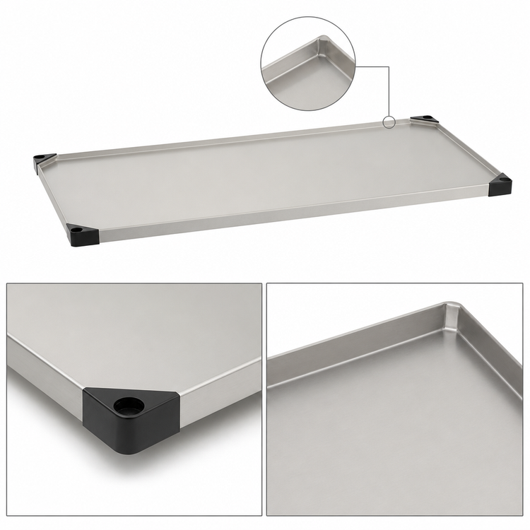 Product image #3 for Metro Super Erecta 48 Inch x 24 Inch Solid Stainless Steel Shelf with Raised Ship's Edge