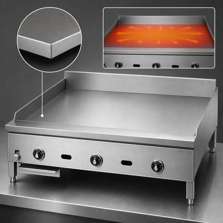 Product image #3 for Supreme JGM-2484 84 Inch Countertop Gas Griddle with 1 Inch Thick Smooth Steel Plate