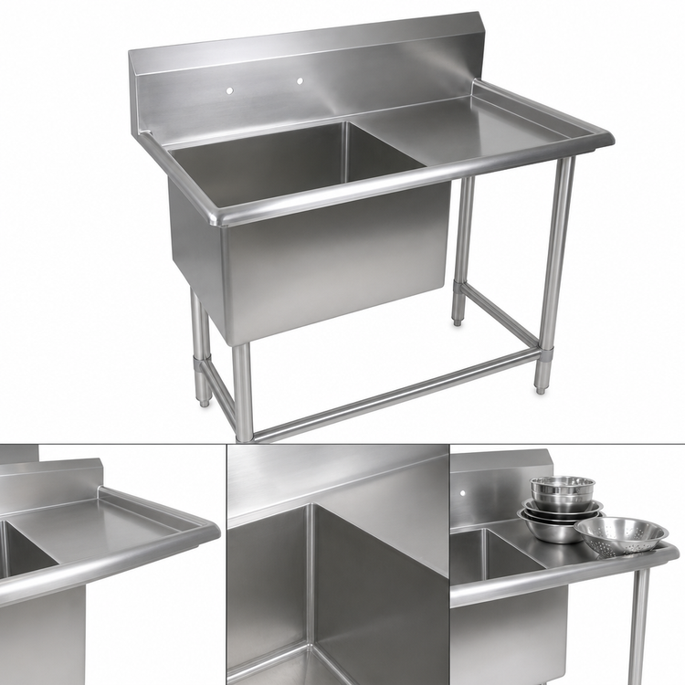 Product image #3 for John Boos Pro-Bowl 1-Compartment Stainless Steel Sink with 30-Inch Right Drainboard