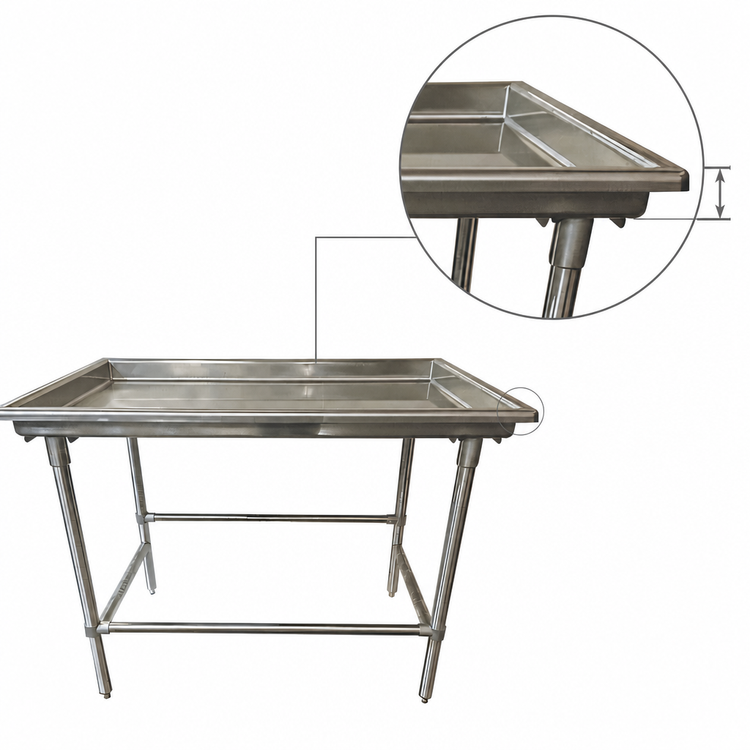 Product image #3 for Advance Tabco 96-Inch Stainless Steel Sorting Table with 3-Inch Raised Edge, No Backsplash
