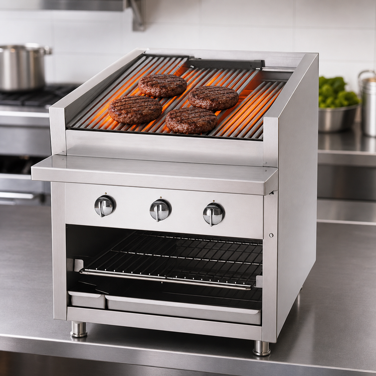 Product image #3 for Dante Series 24-Inch Countertop Gas Radiant Charbroiler with Free-Floating Round Rod Top Grate
