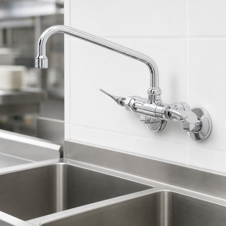 Product image #3 for T&S Brass Double Pantry Mixing Faucet with 10-Inch Swivel Spout and Adjustable Centers