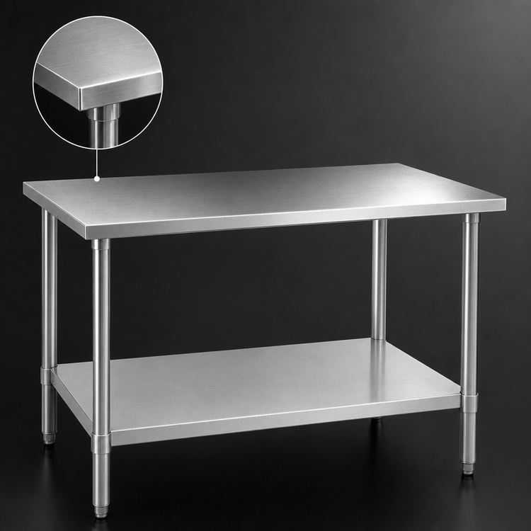 Product image #3 for Eagle Group Budget Series 60-Inch W x 30-Inch D Flat Top Work Table with Adjustable Undershelf
