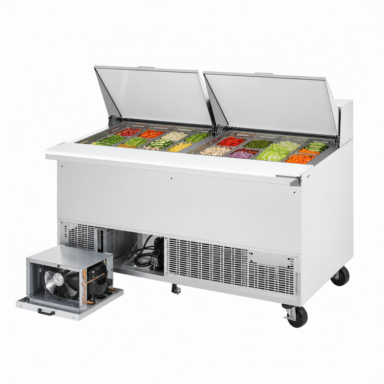 Product image #3 for Everest Refrigeration Two-Section Back-Mount Mega-Top Sandwich Prep Table, 59-1/8-Inch Wide, Self-Contained R290 Refrigeration